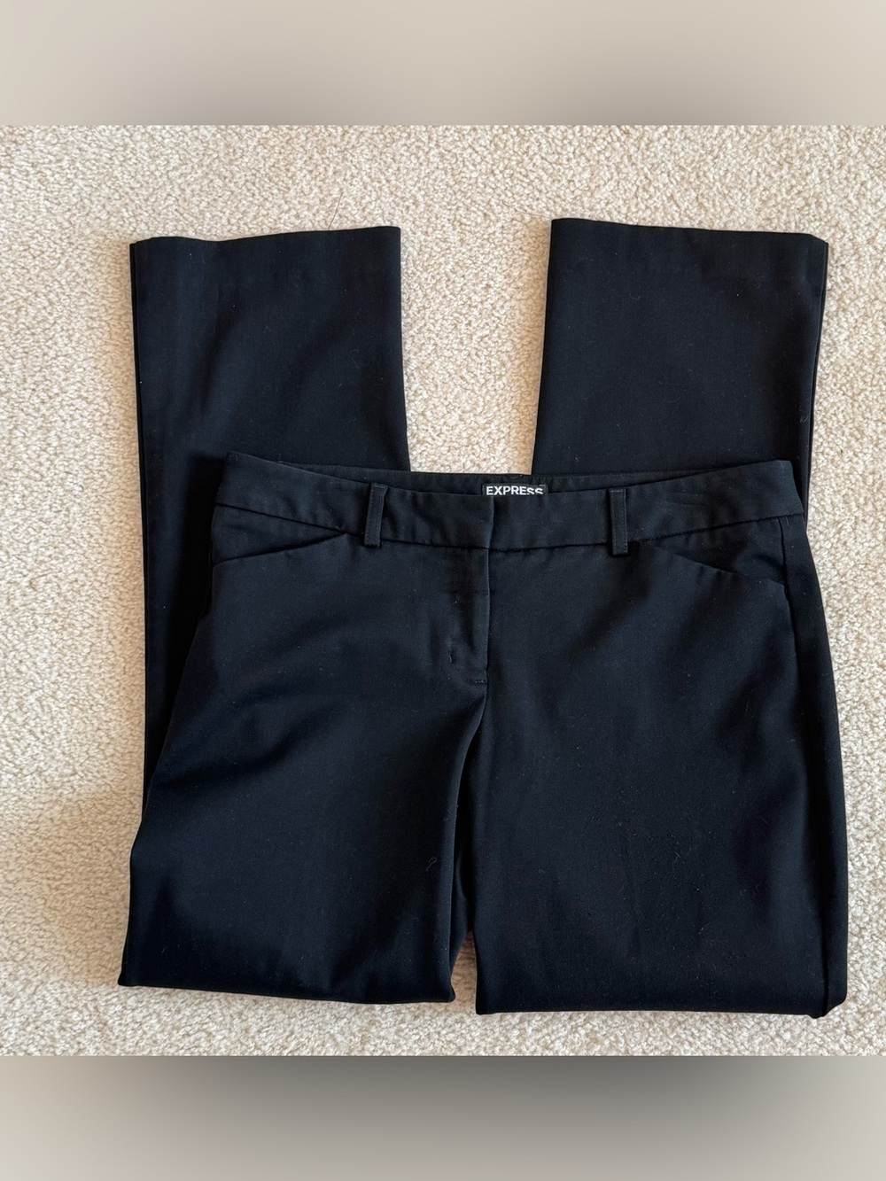 Express Editor Straight Leg Flat Front Black Dress Pants Trousers Office Size 6S